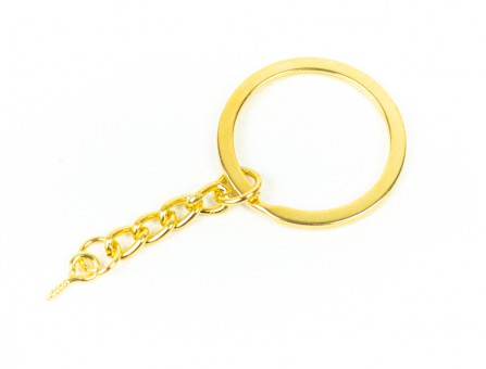 Кільце з ланцюжком (штифт) для брелка (золото) d30