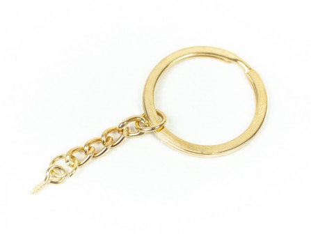 Кільце з ланцюжком (штифт) для брелка (червоне золото) d30