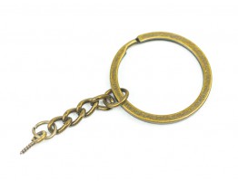 Кольцо с цепочкой (штифт) для брелка (бронза) d30