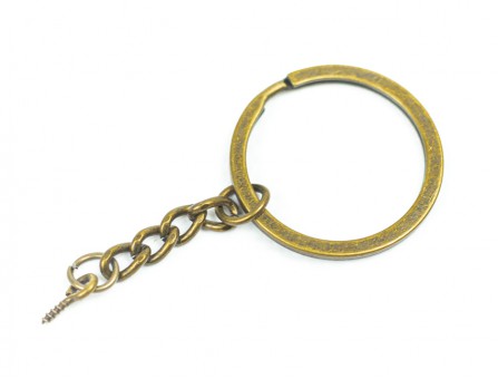 Кільце з ланцюжком (штифт) для брелка (бронза) d30