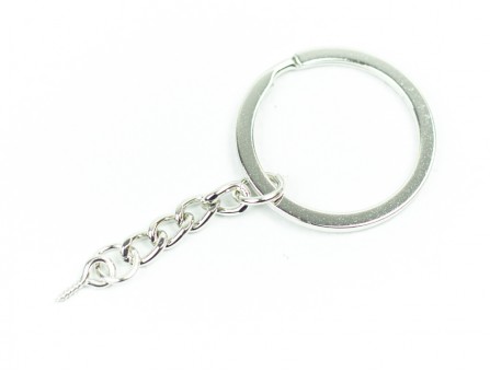 Кільце з ланцюжком (штифт) для брелка (срібло) d30