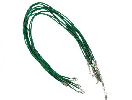 Шнурок из экокожи с застежкой 2,0 мм (зеленый)