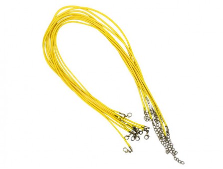 Шнурок из экокожи с застежкой 2,0 мм (желтый)