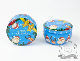 Баночка жестяная 80 мл Merry Christmas, голубая 