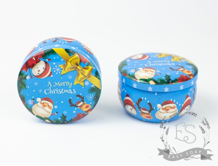 Баночка жестяная 80 мл Merry Christmas, голубая Баночка жестяная 80 мл Merry Christmas, голубая