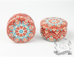 Баночка бляшана 80 мл червона візерунок