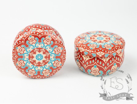 Баночка бляшана 80 мл червона візерунок Баночка бляшана 80 мл червона візерунок