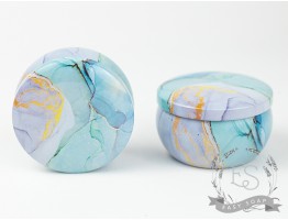 Баночка бляшана 80 мл бірюзова мармурова Баночка бляшана 80 мл бірюзова мармурова