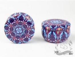 Баночка бляшана 80 мл синя візерунок