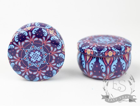 Баночка бляшана 80 мл синя візерунок Баночка бляшана 80 мл синя візерунок