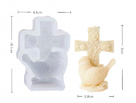 Силиконовая форма "Крест и голубь мира" 2D