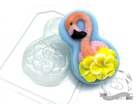 Форма пластиковая для мыла "8 Марта" фламинго с цветами