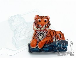 Форма пластиковая для мыла "Тигр лежит на камнях"