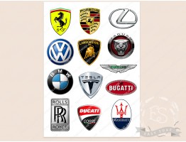 Набор картинок на водорастворимой бумаге "Логотипы автомобилей"