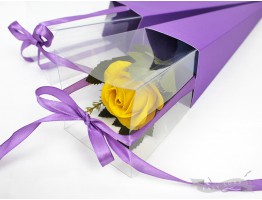 Коробка-конус для цветка сиреневая