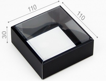 Коробка с прозрачным верхом 110*110*30 черная