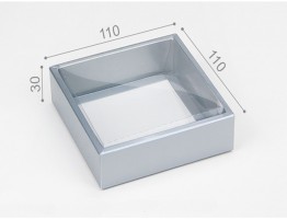 Коробка з прозорим верхом 110*110*30 срібло