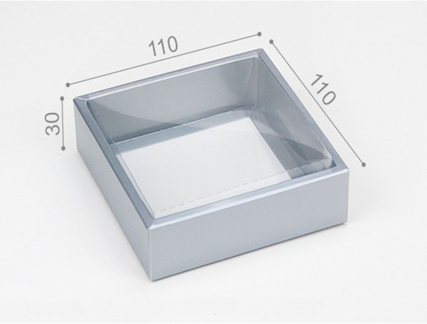 Коробка з прозорим верхом 110*110*30 срібло