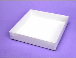 Коробка з прозорим верхом 150*150*30 біла