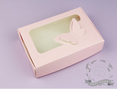 Коробка с прозрачным окошком 150*100*30 Бабочка розовая