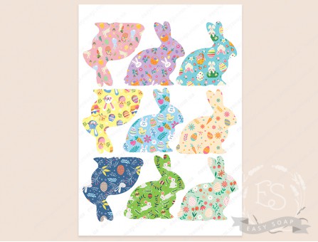 Набір картинок на водорозчинному папері "Великодній кролик" паттерн 8,5х8,5