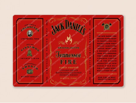 Набор этикеток на самоклейке для 3Д мыла "Бутылка виски Джек Дэниэлс Fire"