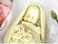 Силиконовая форма "Малыш в полотенце с розами" 3D