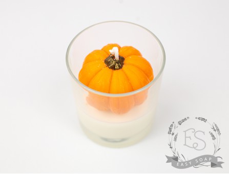 Свеча ручной работы "Тыква в стекле"