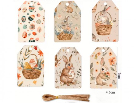 Бирка "Великодня" кролики, набір з 6-ти Бирка "Великодня" кролики, набір з 6-ти