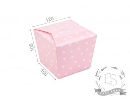 Коробка для свечки Япония 100*100*120 розовая с сердцем