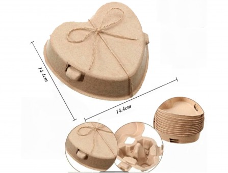 Крафтовый лоток для свечей-яиц (3 ячейки), сердечко