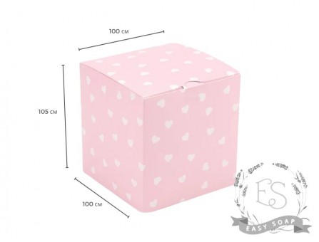 Коробка для свечки розовая 100*100*105 с сердцем