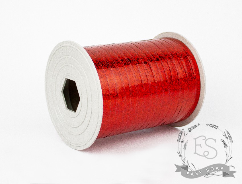 Стрічка пакувальна голографічна червона 5 мм
