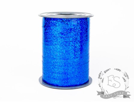 Стрічка пакувальна голографічна синя 5 мм