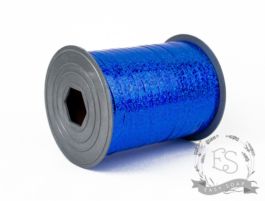 Лента упаковочная голографическая синяя 5 мм