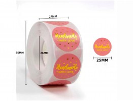 Набір наліпок "Handmade with love" рожевий, бобіна