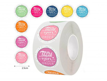 Набор наклеек "Thank you" разноцветный, бобина