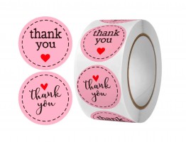 Набір наліпок "Thank you" рожевий, бобіна