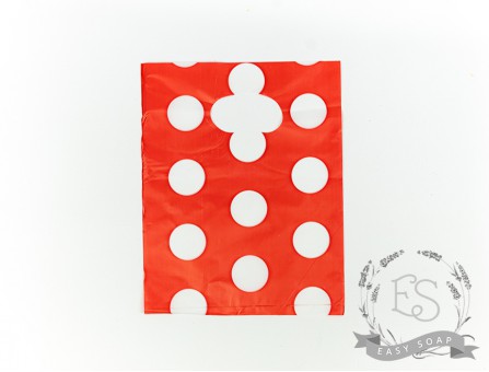 Пакет подарочный 15*20 см горошек (красный)