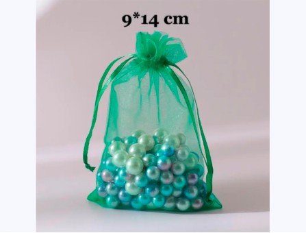 Подарункові мішечки  з органзи "9 * 14 см" (зелений)
