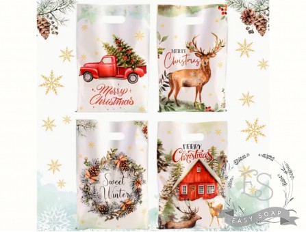 Пакет подарочный 16*25 см "Merry Christmas" набор из 4-х