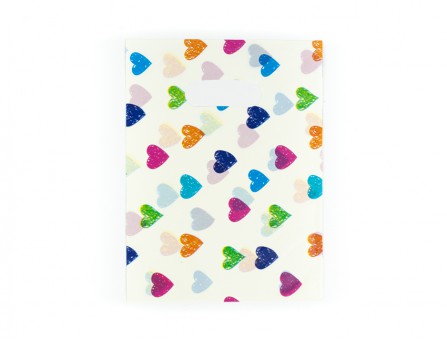 Пакет подарочный 15*20 см сердечки (белый)