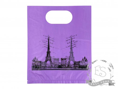 Пакет подарунковий 20*25 см Париж (фіолетовий)