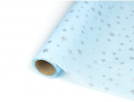 Бумага упаковочная тишью голубой "звездочки"