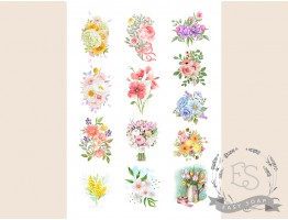 Набор картинок на водорастворимой бумаге "Цветы" (букеты)