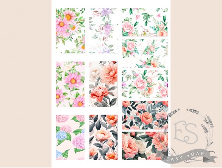 Набор картинок на водорастворимой бумаге "Весенние цветы" 8х5 см