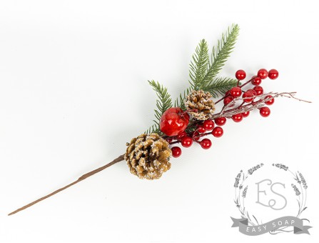 Веточка с ягодами, шишками и яблоком Веточка с ягодами, шишками и яблоком