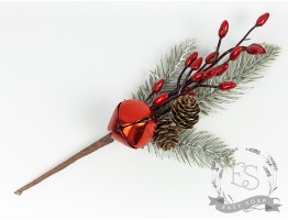 Веточка ягоды кизила с шишками и колокольчиком