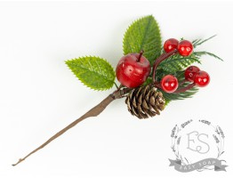 Гілочка з яблуком, шишкою та калиною Гілочка з яблуком, шишкою та калиною