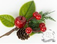 Гілочка з яблуком, шишкою та калиною 